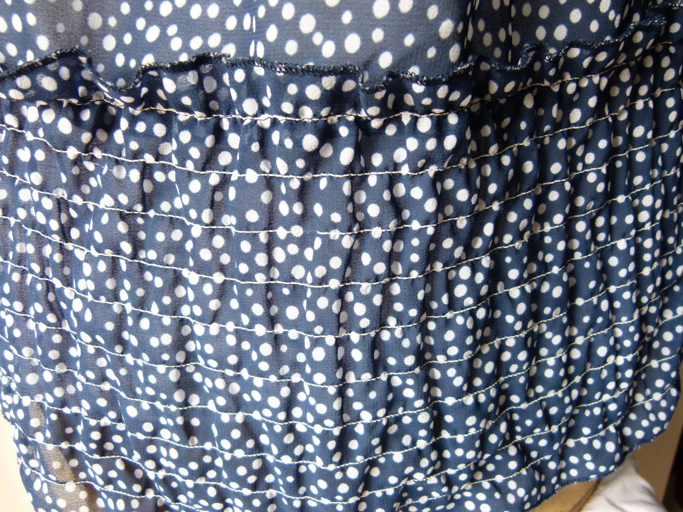Carmen Chiffon Tunika Bluse mit Schmetterlings-Ärmeln, dunkelblau weiß, Boho Mori Sommer Goa Festival Elfen