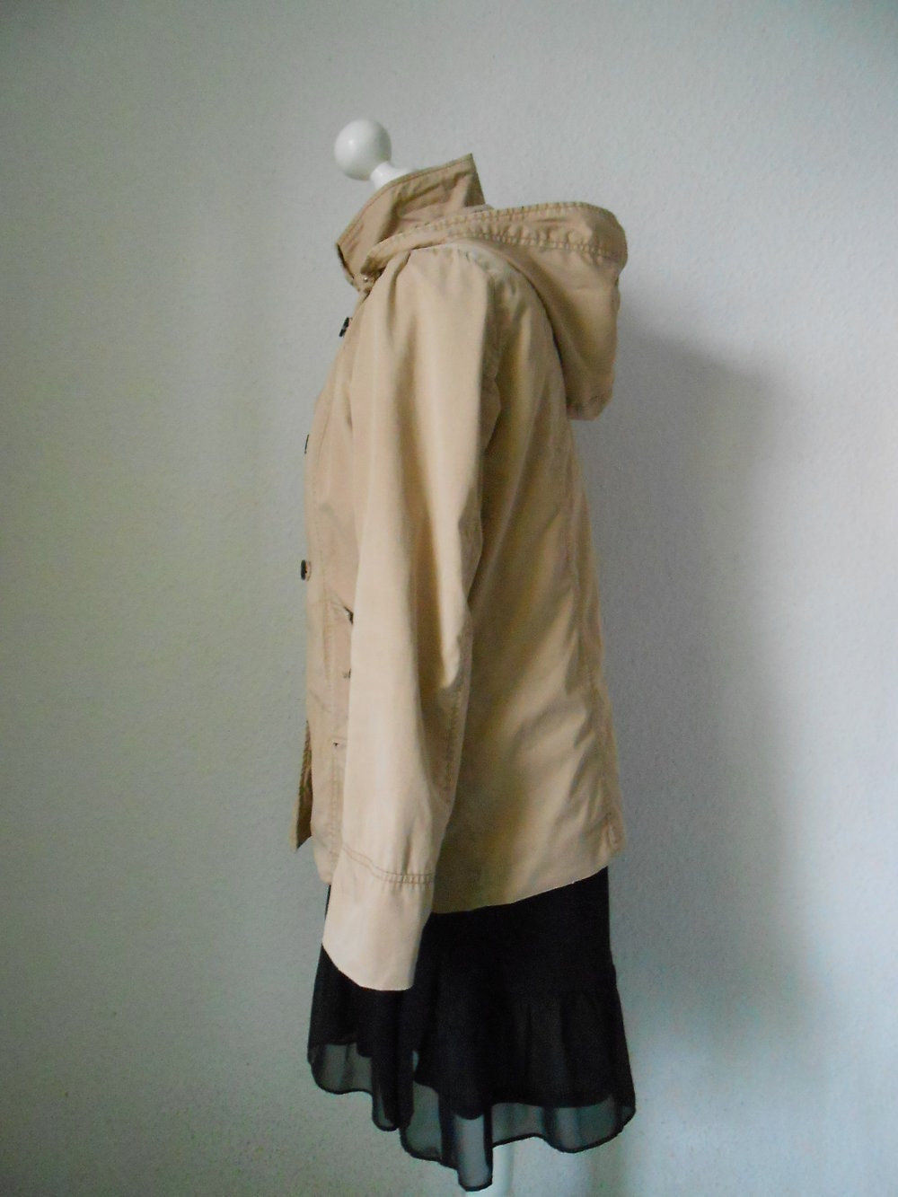 Windjacke Kapuze 38 beige braun