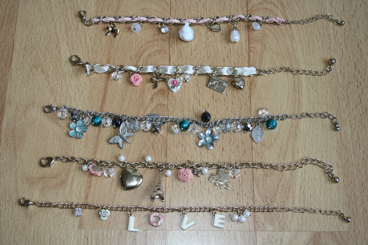 * Set 5 Bettelarmbänder Armband Anhänger