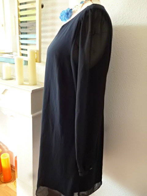 Nachtblaues Chiffon Blusenkleid 42/44