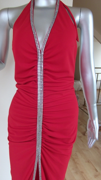 Abendkleid, Partykleid rot mit Strass im 40er Jahre Style