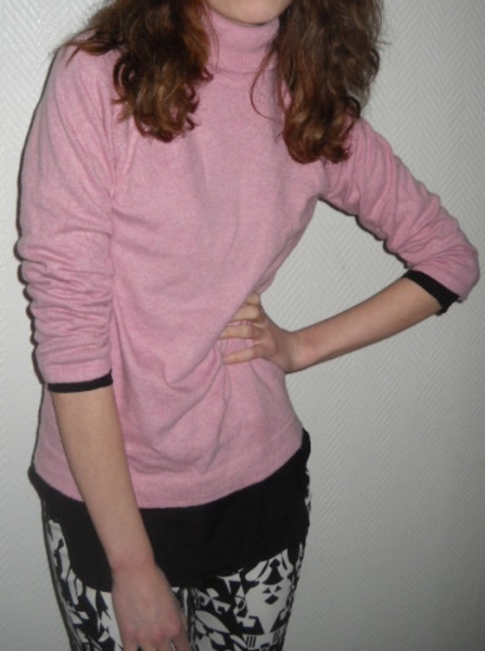 ZARA Rollkragen Langarm Pulli Pullover Rolli altrosa rosa meliert Angora 34 36 38 XS S M