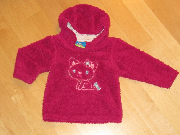 Kuschelpulli dunkles pink Gr.80 Kätzchen Kapuze