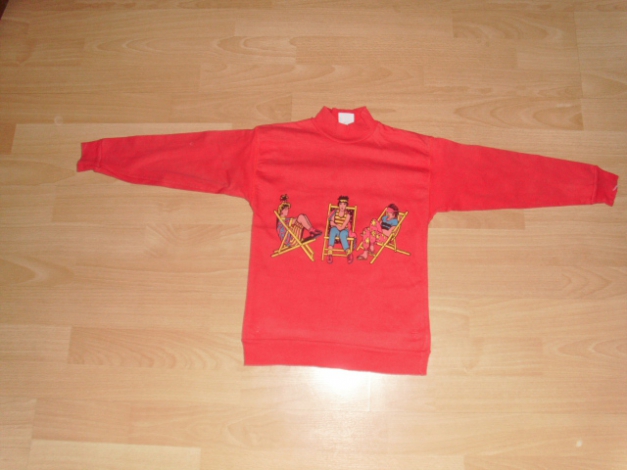Langarmshirt, rot mit Motiv, Gr. 116/122