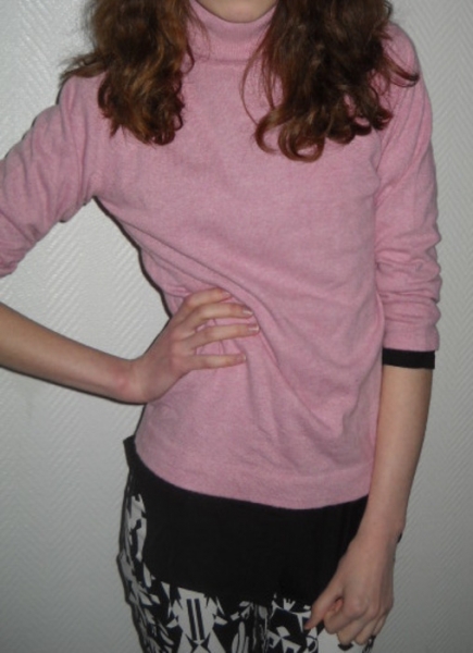 ZARA Rollkragen Langarm Pulli Pullover Rolli altrosa rosa meliert Angora 34 36 38 XS S M