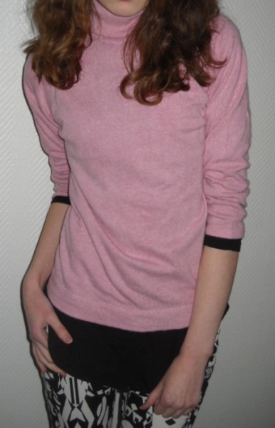 ZARA Rollkragen Langarm Pulli Pullover Rolli altrosa rosa meliert Angora 34 36 38 XS S M
