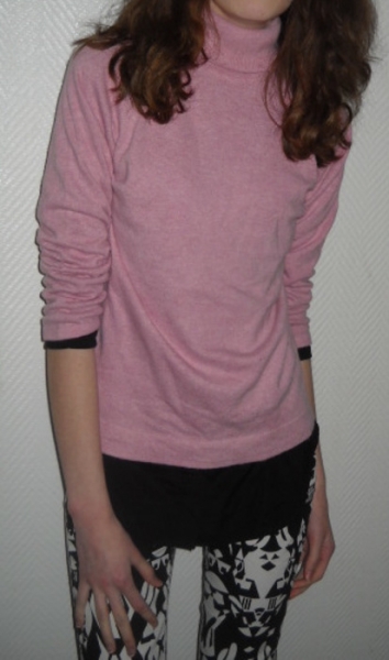 ZARA Rollkragen Langarm Pulli Pullover Rolli altrosa rosa meliert Angora 34 36 38 XS S M