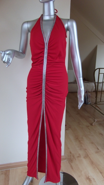 Abendkleid, Partykleid rot mit Strass im 40er Jahre Style