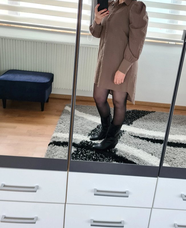 Minikleid Vero Moda Gr. L Baumwolle Blusenkleid Langarm 