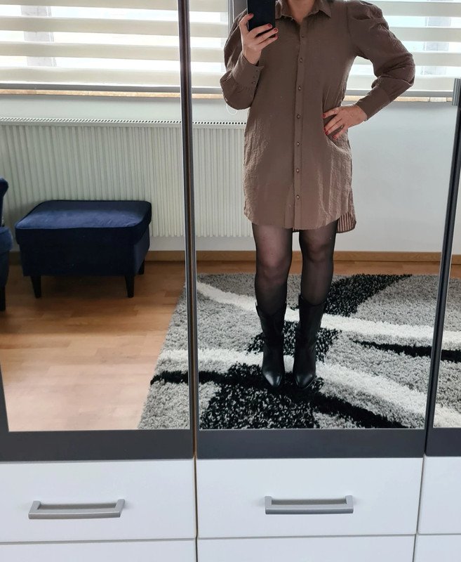 Minikleid Vero Moda Gr. L Baumwolle Blusenkleid Langarm 