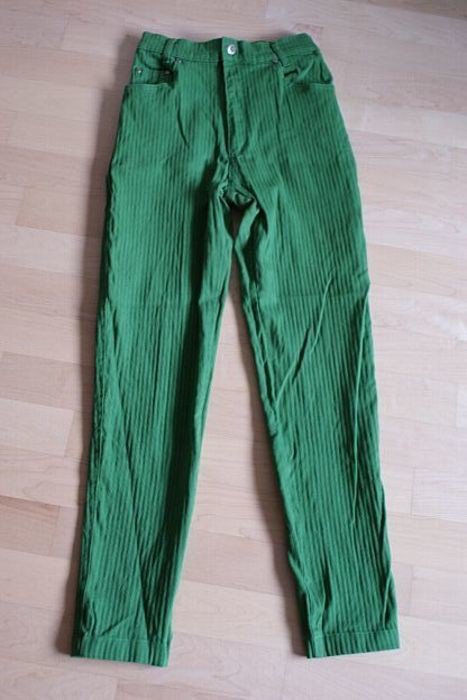 Waldgrüne vintage Röhre grüne Röhrenhose Streifen high waist blogger