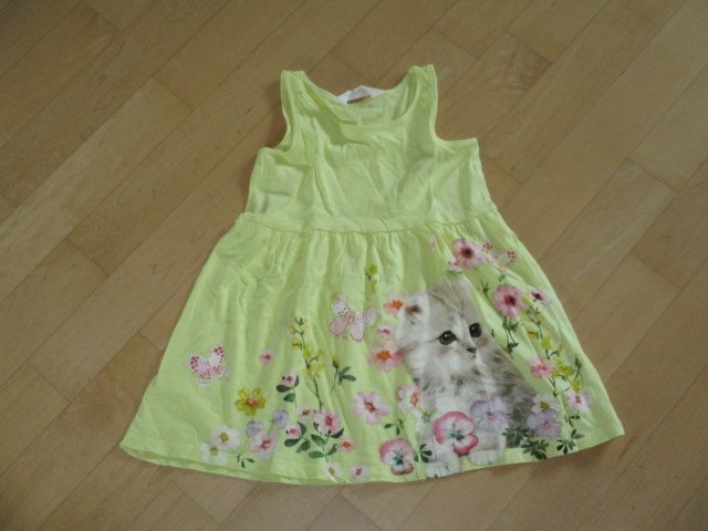 Süßes Jersey Kleid Gr.98/104 Katze Blumen
