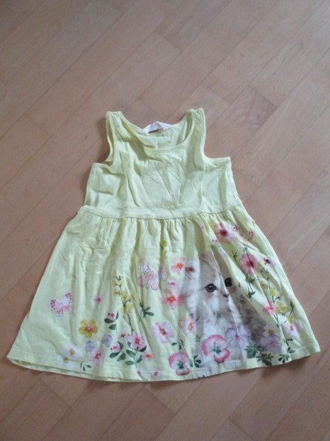 Süßes Jersey Kleid Gr.98/104 Katze Blumen