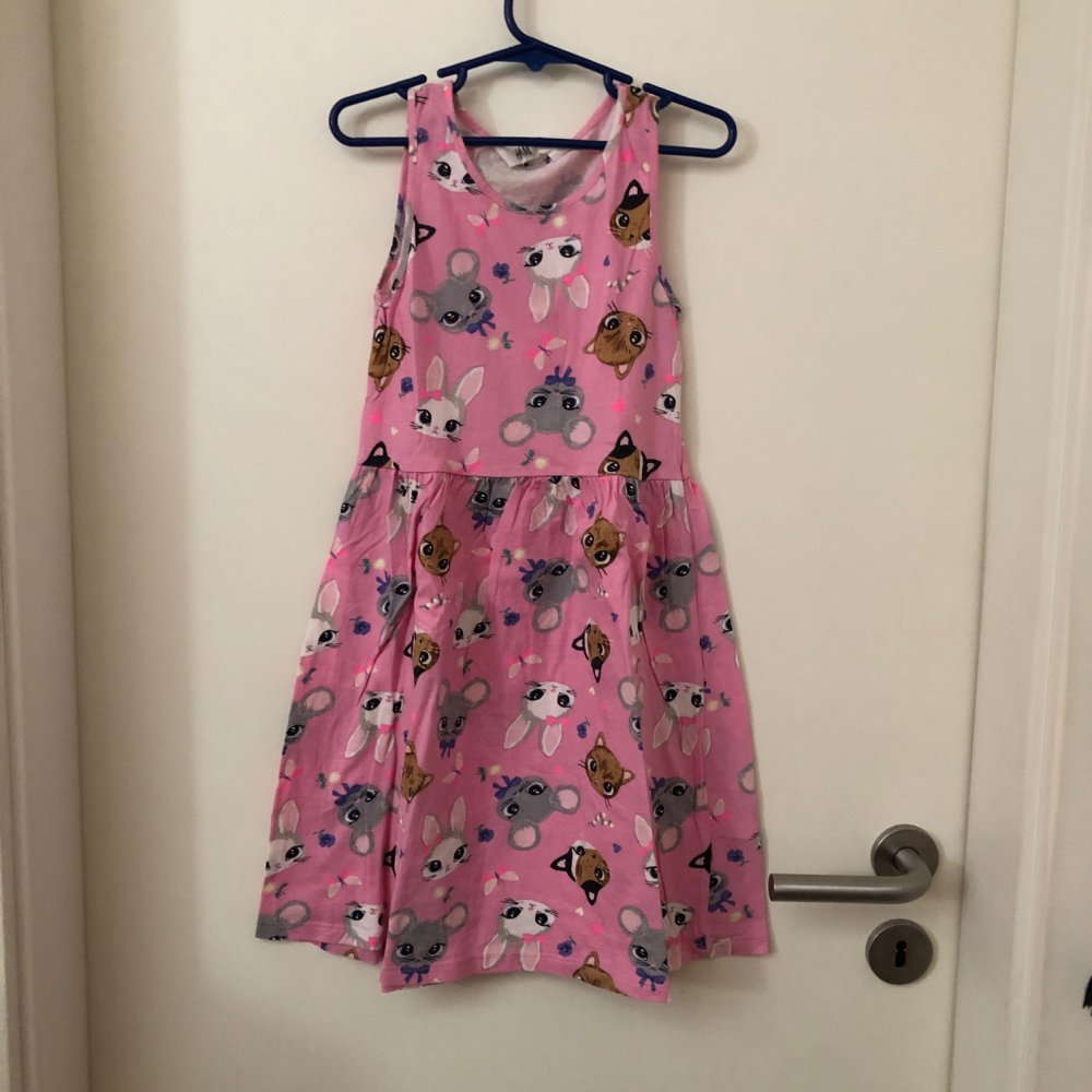 Sommerkleid Gr.122/128 Tiere Hase Maus Katze  H&M