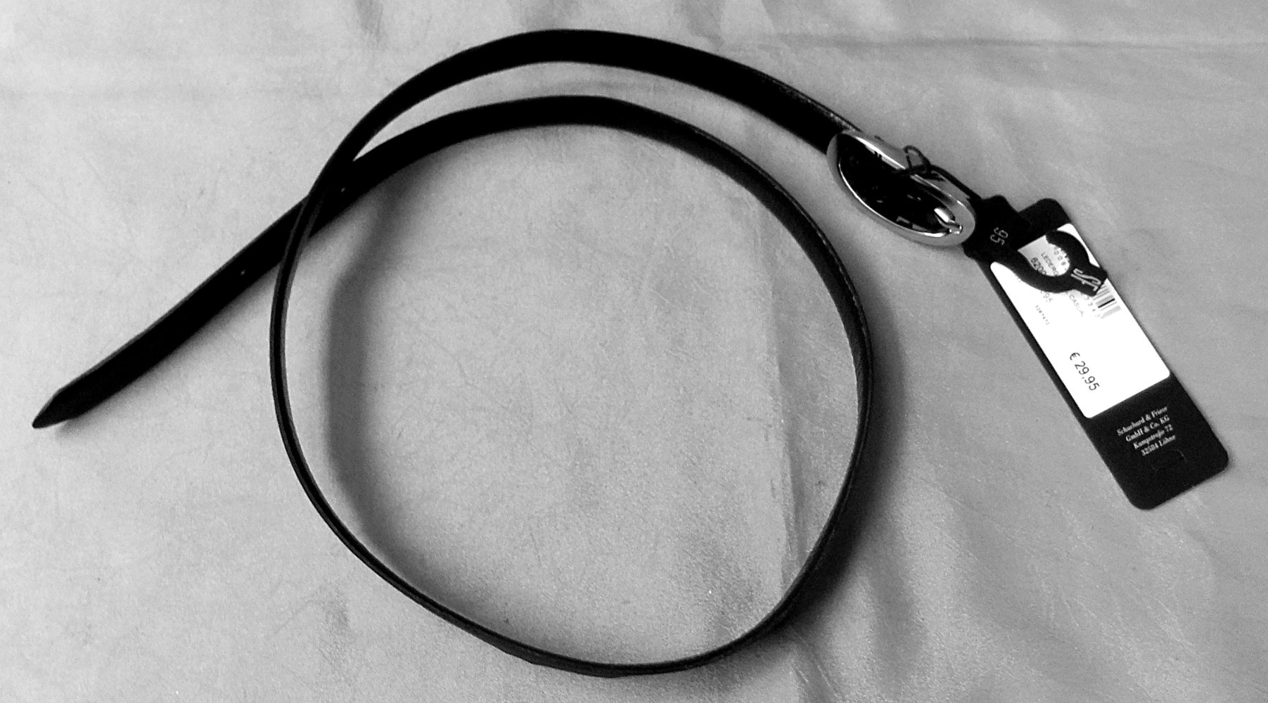 schmaler Ledergürtel von Schuchard & Friese - ca. 2 x 95 cm - schwarz