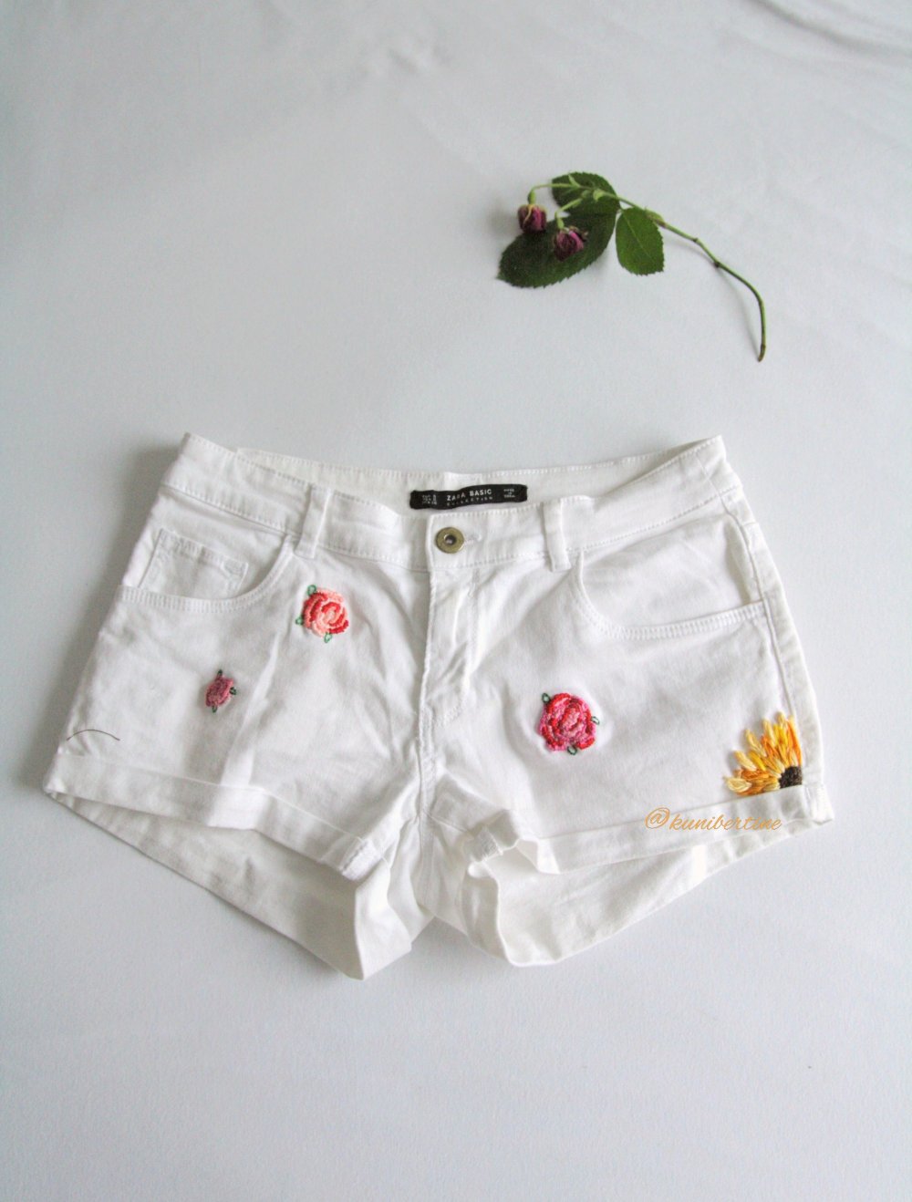 Jeans Hotpants mit Flower Embroidery