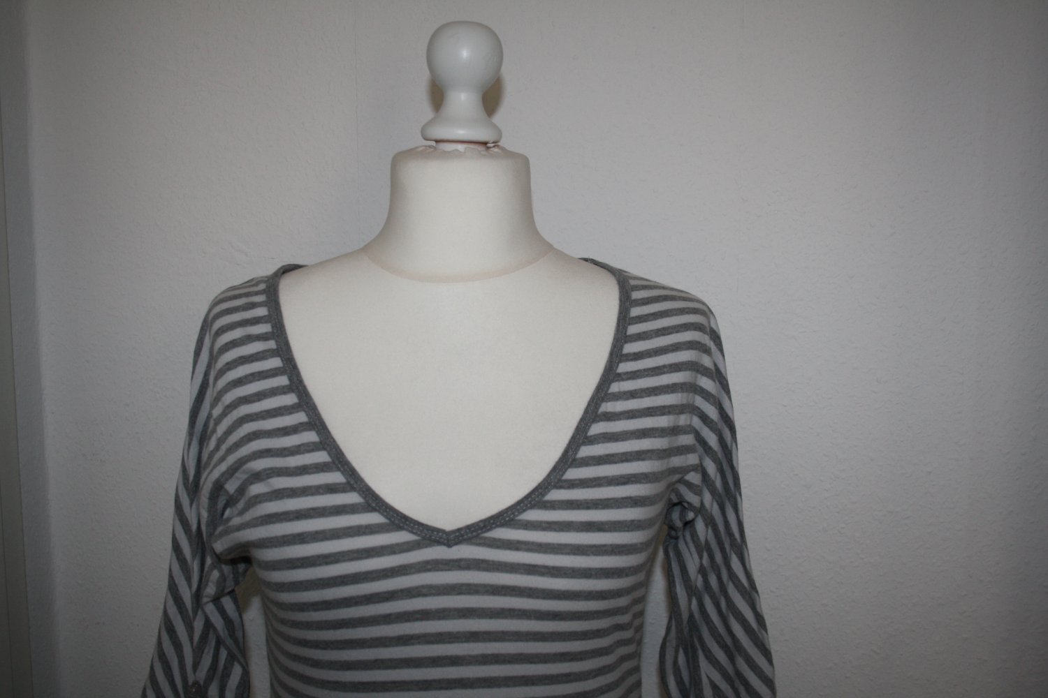 S 3/4 Arm Pullover gestreift grau weiß