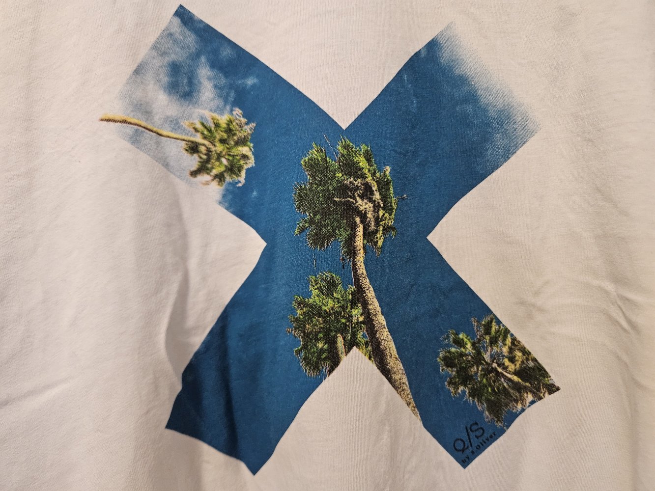 s.Oliver - Herren T-SHIRT Gr. XL weiß - Regular Fit Palmen
