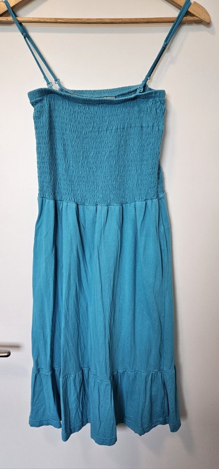 Leichtes Damen Trägerkleid Smok Details Gr. M 40/42 (Blue Motion) türkis blau