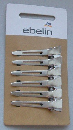 6 Stück ebelin (vom DM Drogerie Markt) neu Haar Schnabelklammern Haarklipsklammern Haarklammern Haarklipse Haarclipse, je ca. 4,5 cm lang, silbrig (Modeschmuck)