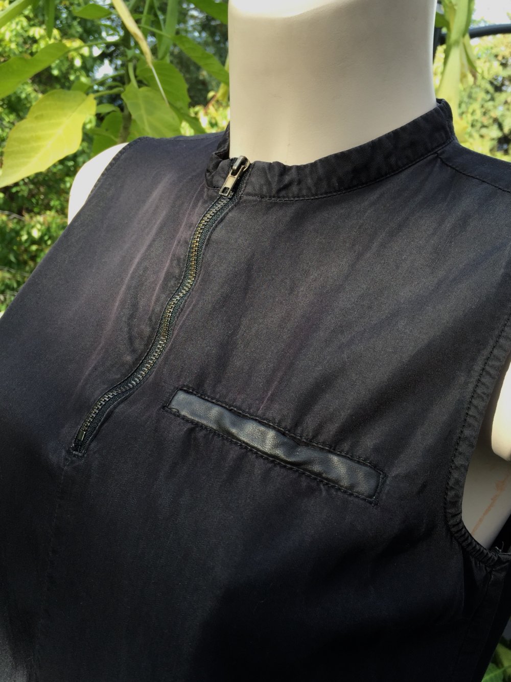 VERO MODA Bluse TOP Kunst-Leder-Details Gr. M
