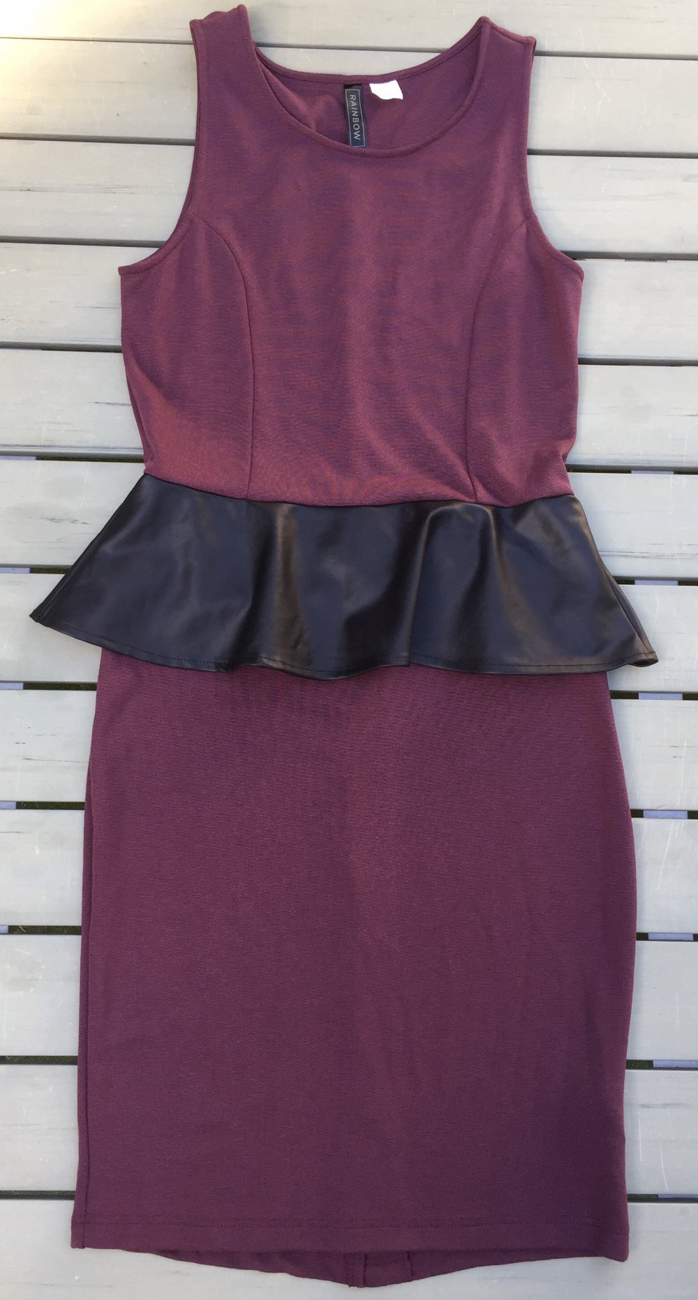 RAINBOW Peplum KLEID bordeaux/pflaume Schößchen Gr. 36/38