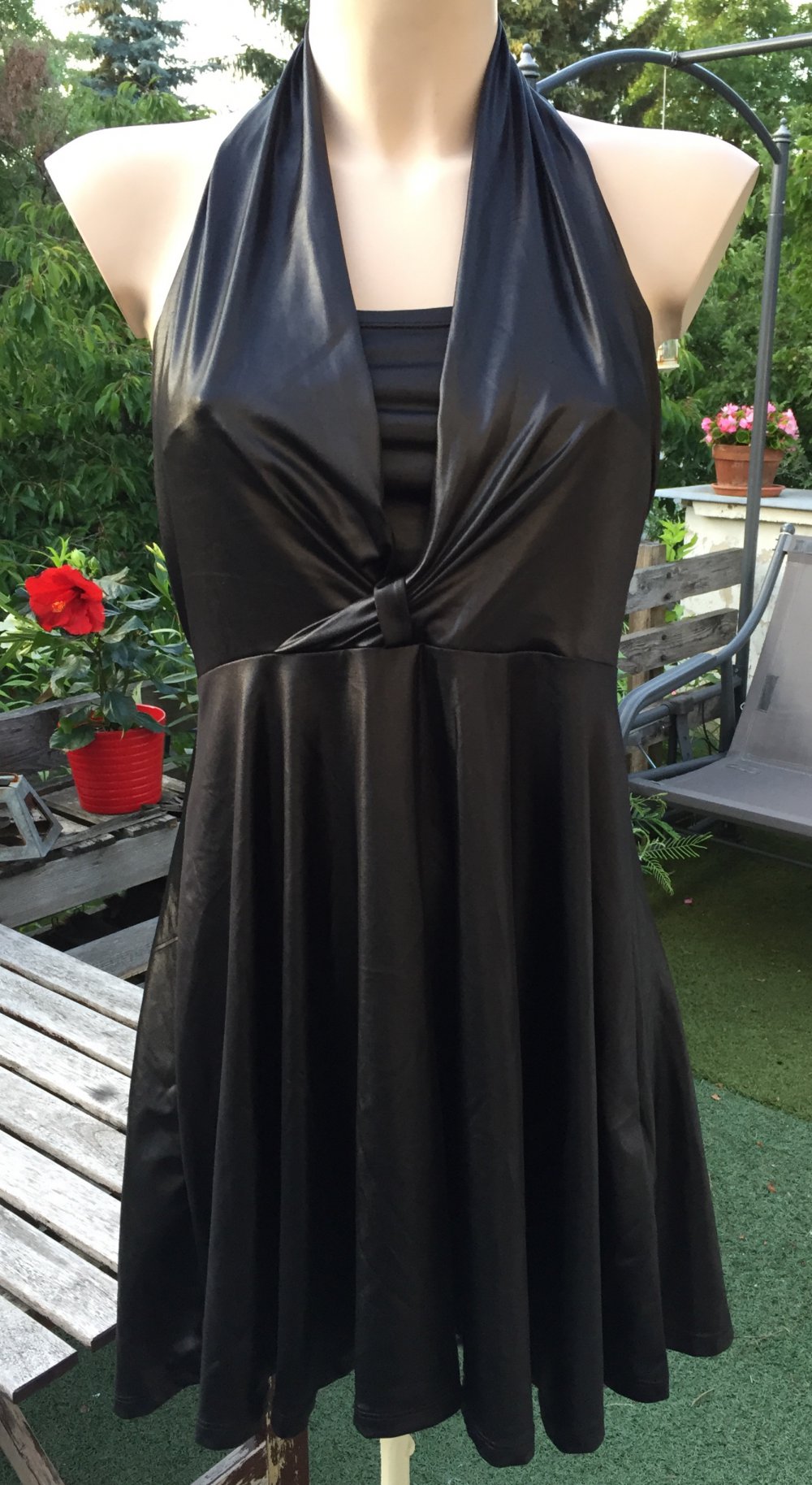 VERO MODA Neckholder KLEID glossy Partykleid LEDERLOOK Gr. S