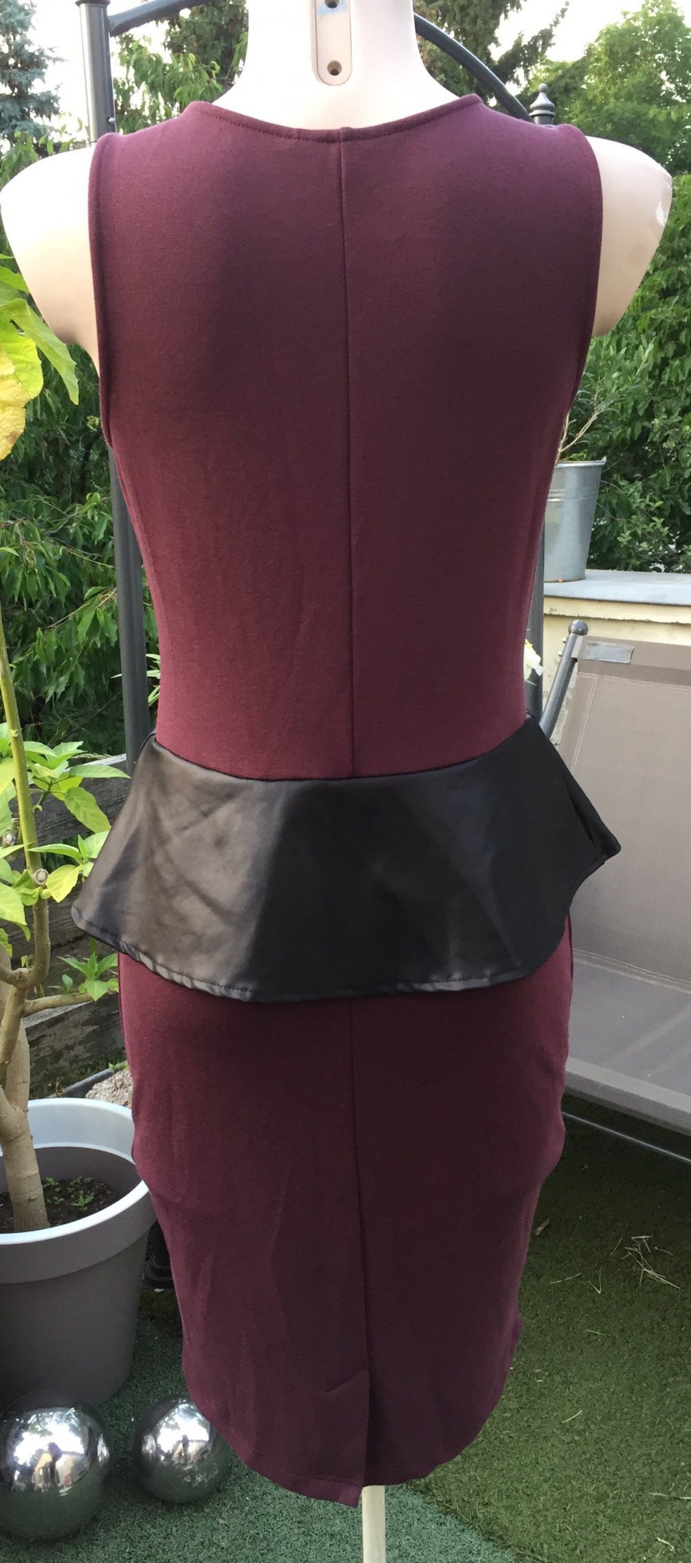 RAINBOW Peplum KLEID bordeaux/pflaume Schößchen Gr. 36/38