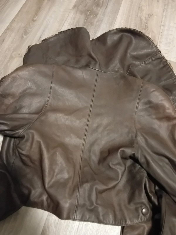 Braune Lederjacke Marc Cain 3 Leo Damen Crop Vintage