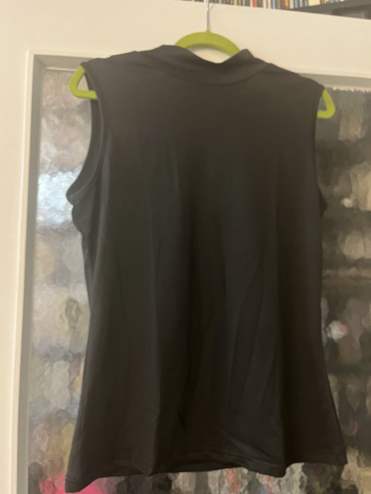 Ärmelloses Shirt schwarz, Stretch, Stehkragen, Größe L – neu und ungetragen