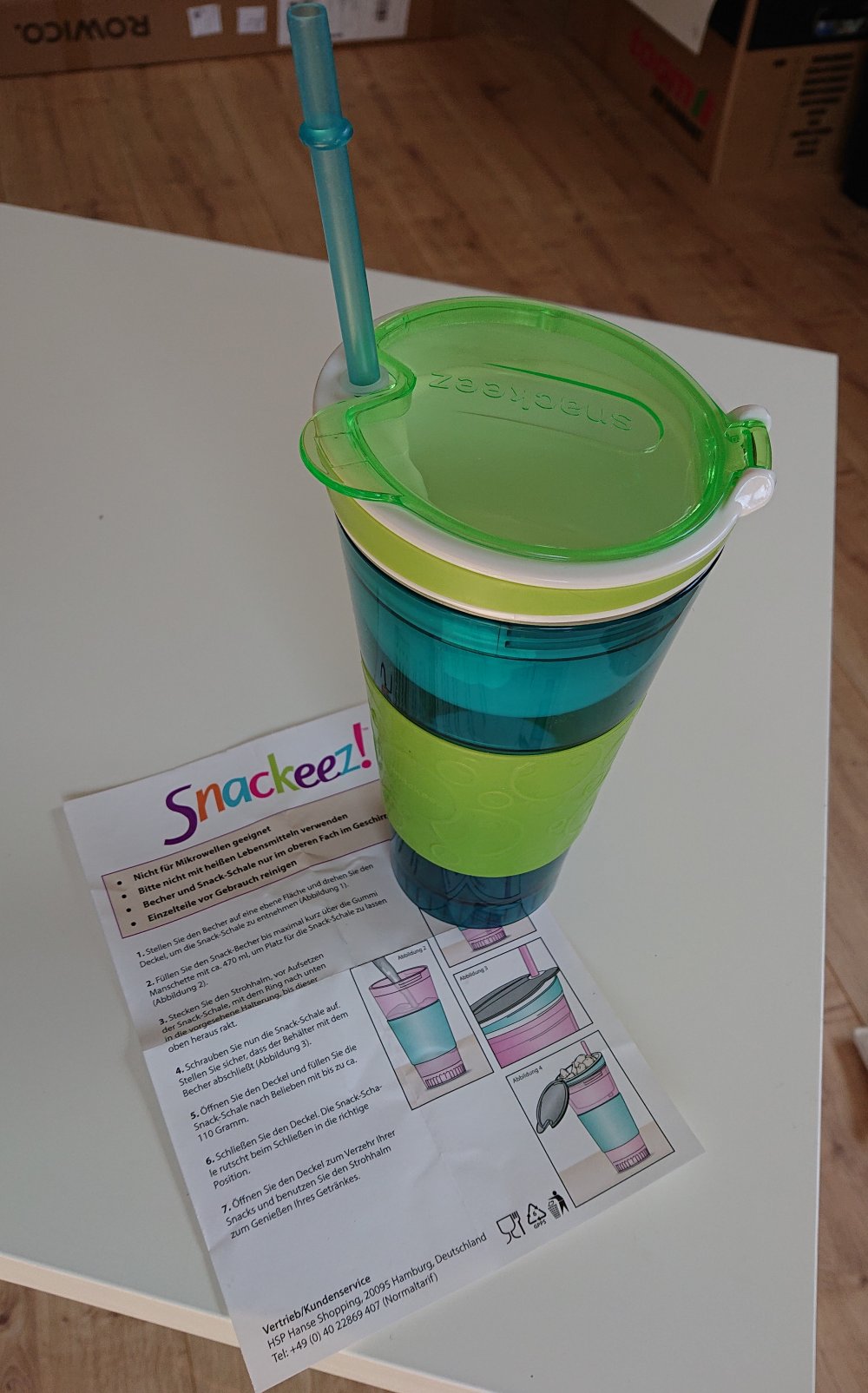 großer 2in1 Trinkbecher mit Snackdose Cup to go