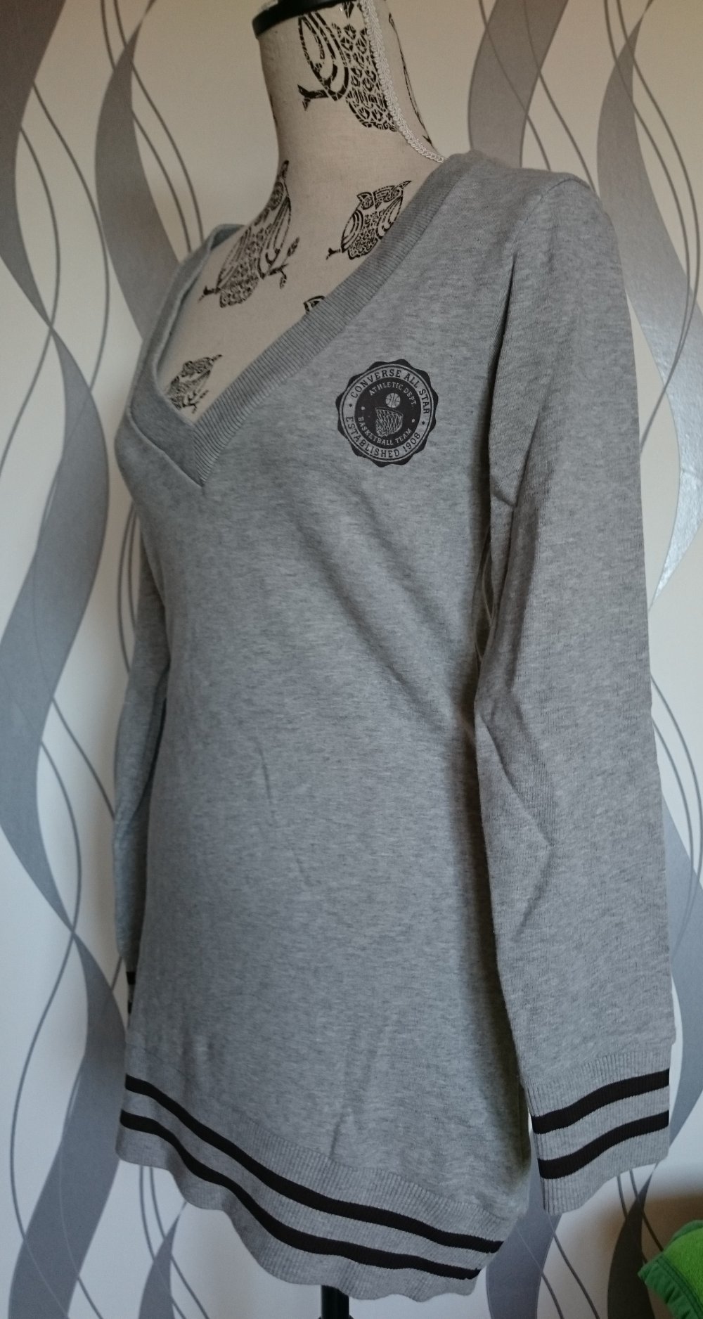 Converse Oversize Longpulli / Sweatshirt hellgrau