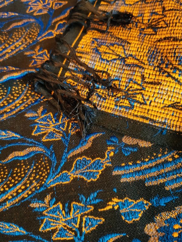 Blau/Gold Gemusterte Decke, Schultertuch, Pashmina