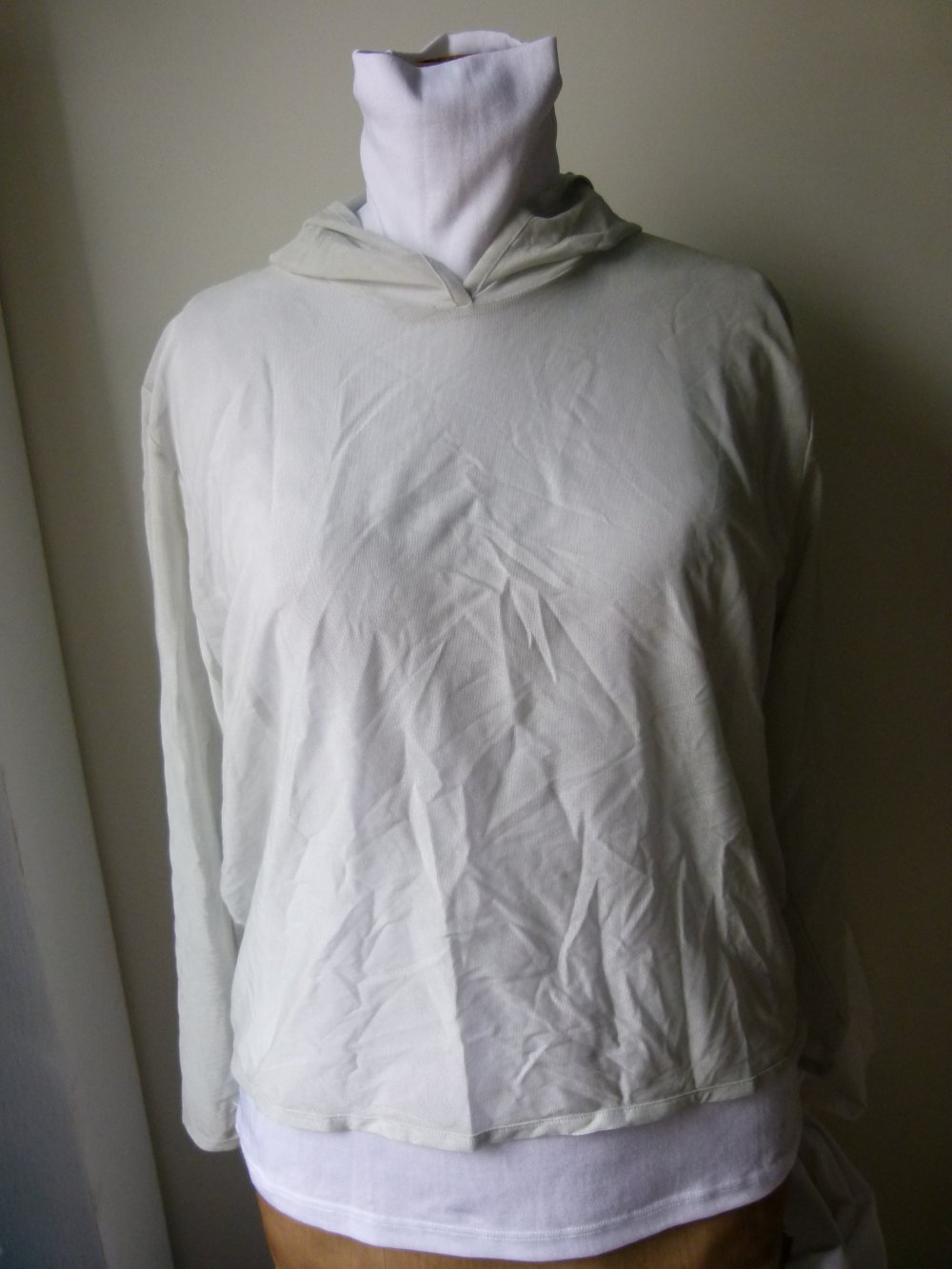 Netz Hoody Mesh Sweater Kapuzen Shirt, silber grau, Festival Goa Boho Lagenlook Rave Gothic