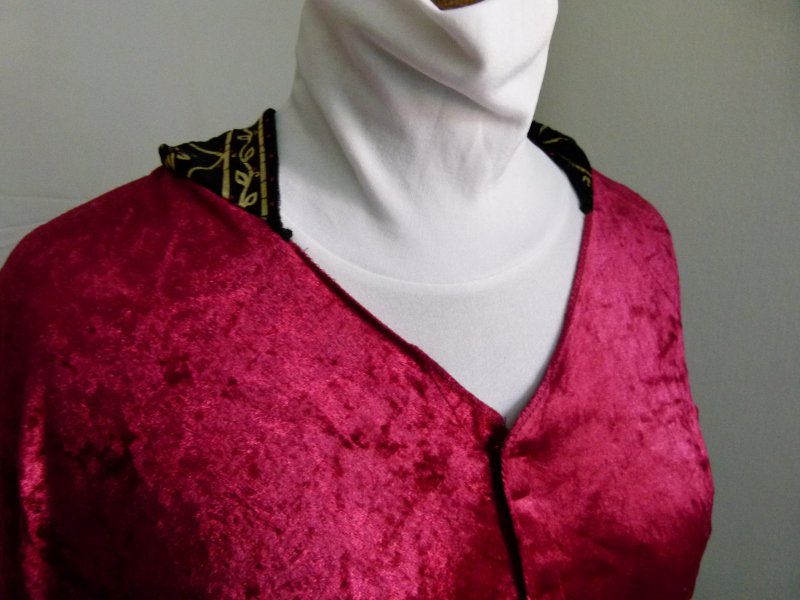 Samt Hoodie Kapuzen Shirt, weinrot, schwarz, gold, XXL-Glockenärmel, red velvet, Boho Gothic Mori Festival Goa Larp Elfen
