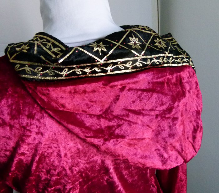Samt Hoodie Kapuzen Shirt, weinrot, schwarz, gold, XXL-Glockenärmel, red velvet, Boho Gothic Mori Festival Goa Larp Elfen