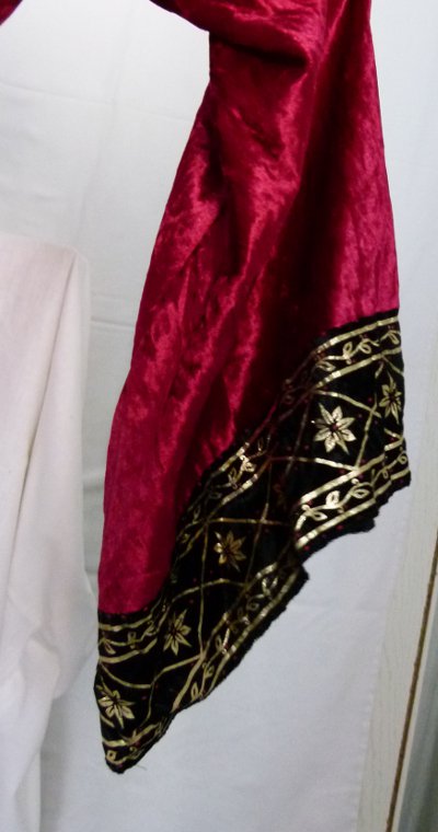 Samt Hoodie Kapuzen Shirt, weinrot, schwarz, gold, XXL-Glockenärmel, red velvet, Boho Gothic Mori Festival Goa Larp Elfen