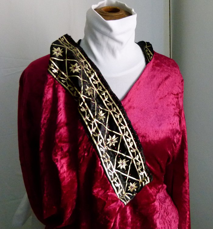 Samt Hoodie Kapuzen Shirt, weinrot, schwarz, gold, XXL-Glockenärmel, red velvet, Boho Gothic Mori Festival Goa Larp Elfen