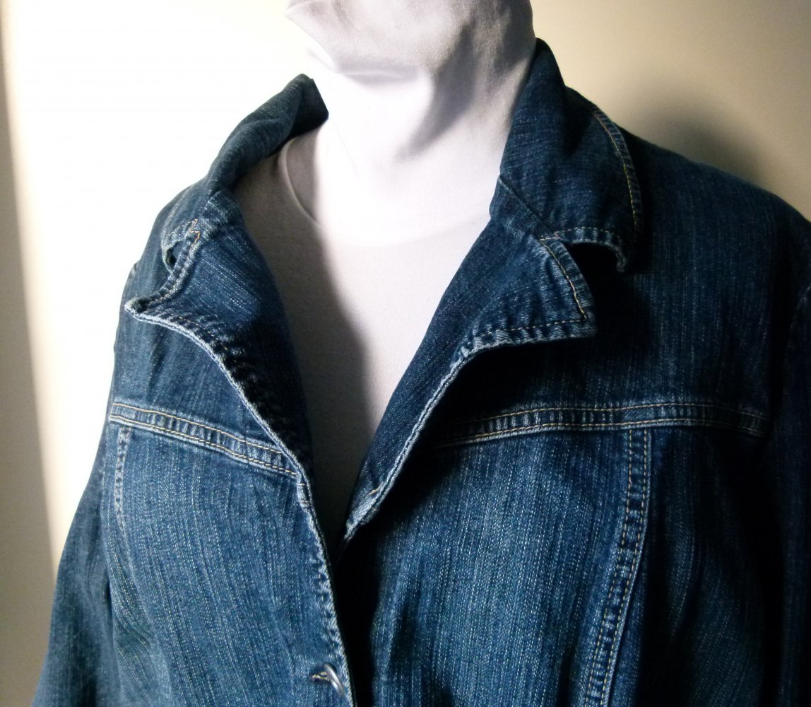 Jeans Jacke, dunkelblau, Stretch, Plus Size, Boho Casual Festival Lagenlook