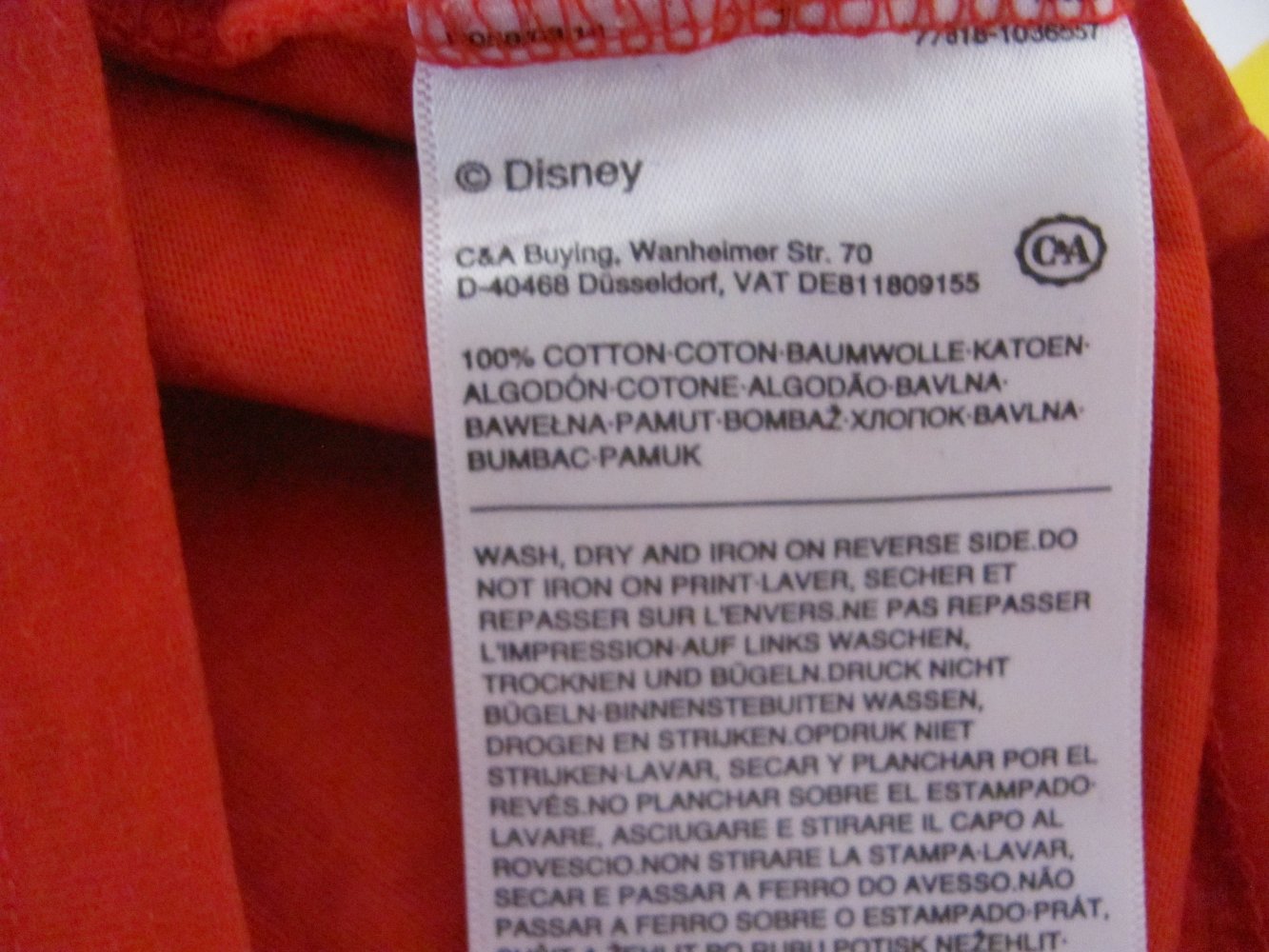 T-Shirt Disney Cars C&A Größe 116