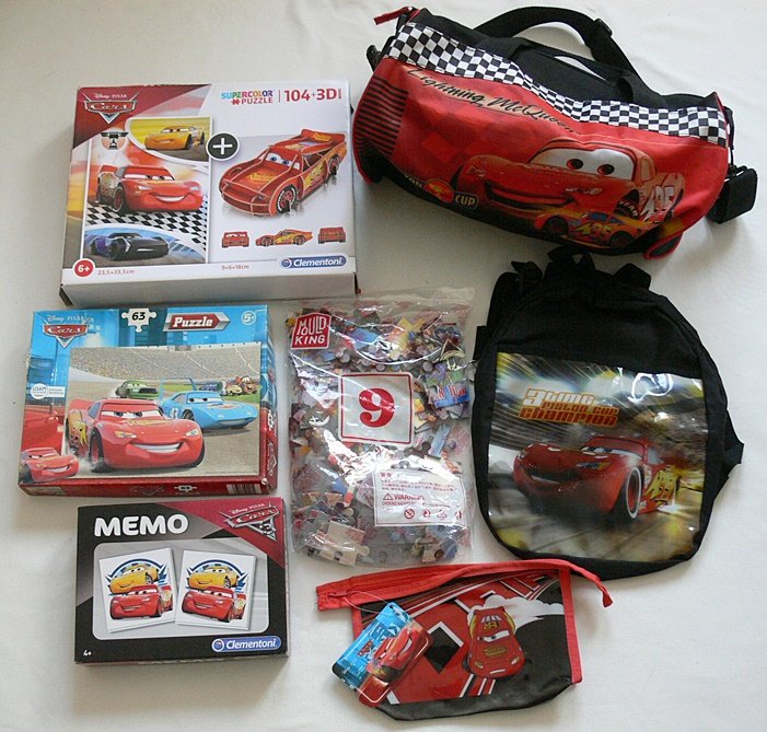 Cars - großes Paket - Kuscheldecke, Puzzle, Taschen, Hefte