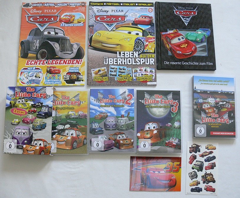 Cars - großes Paket - Kuscheldecke, Puzzle, Taschen, Hefte