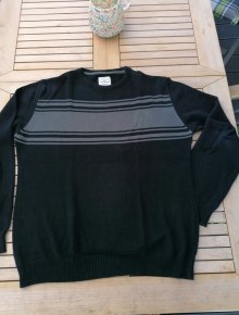 Tom Tailor: schwarz-grauer Strickpullover Gr. L