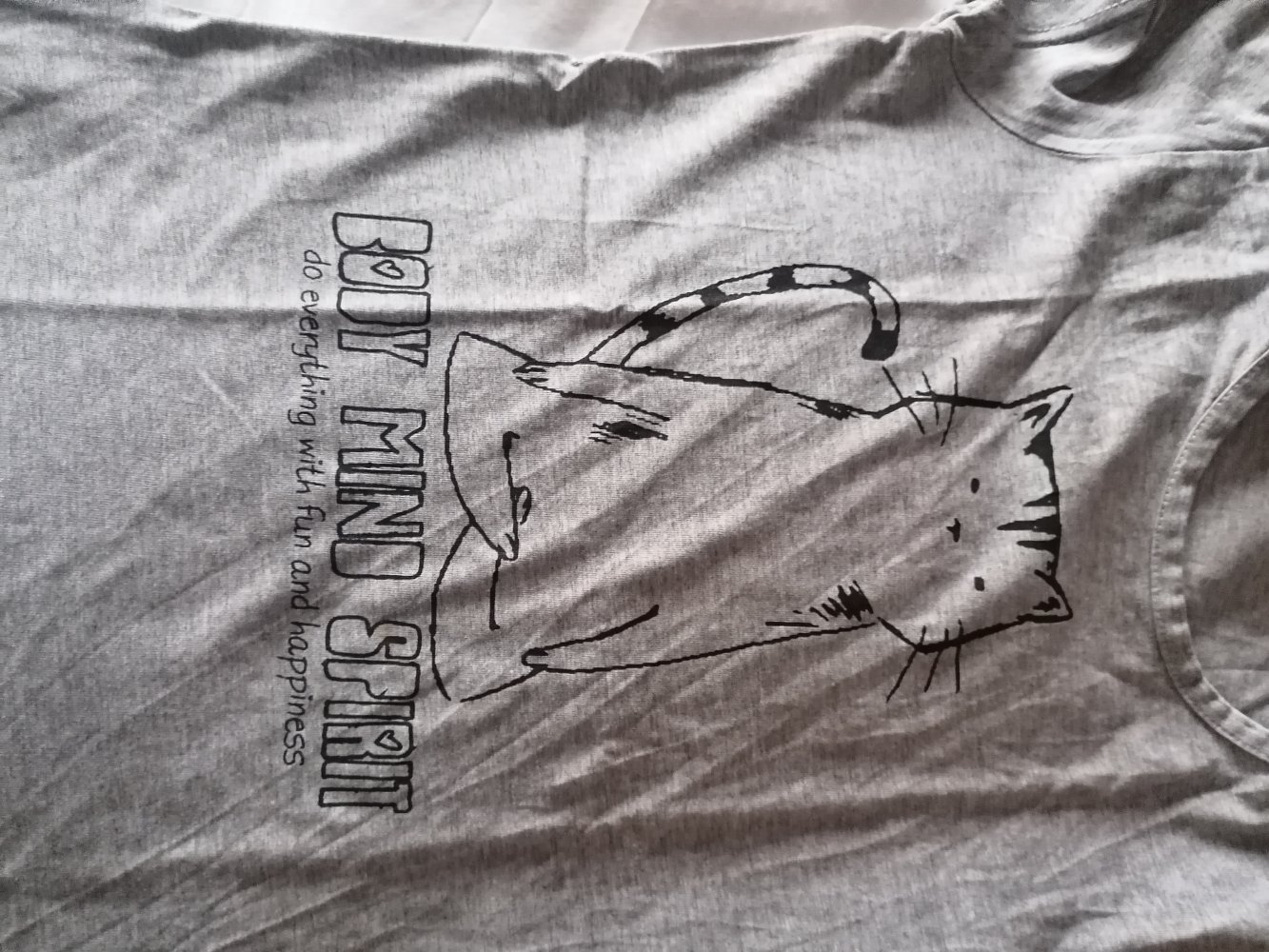 Yigga: graues Shirt mit Katzenprint Gr. 134/140