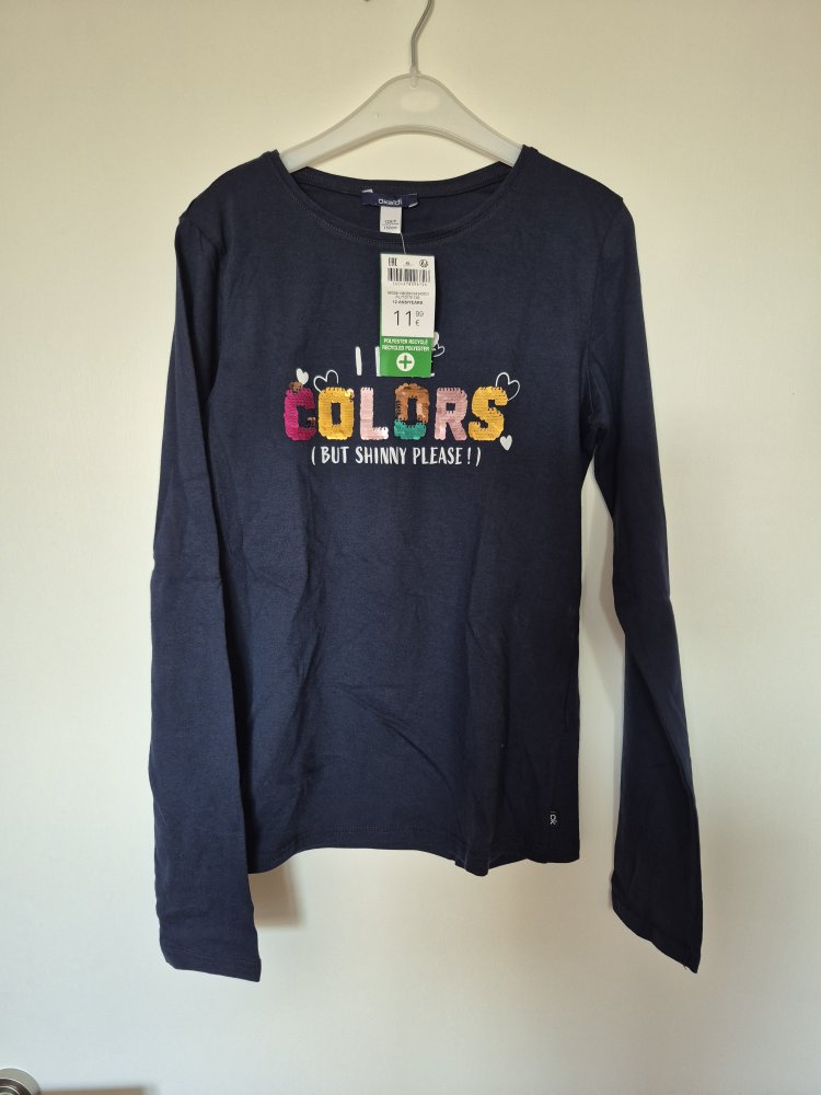 Okaidi: Langarmshirt mit Paillettenschrift Gr. 152
