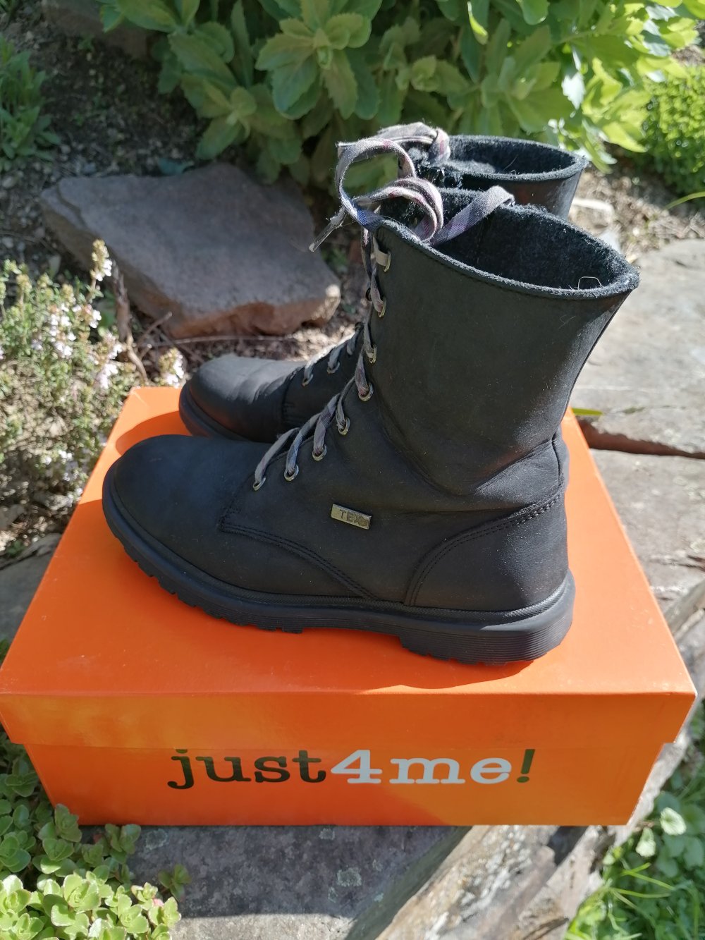 Just4me: dunkelgrau/schwarze Schnürboots Gr. 34