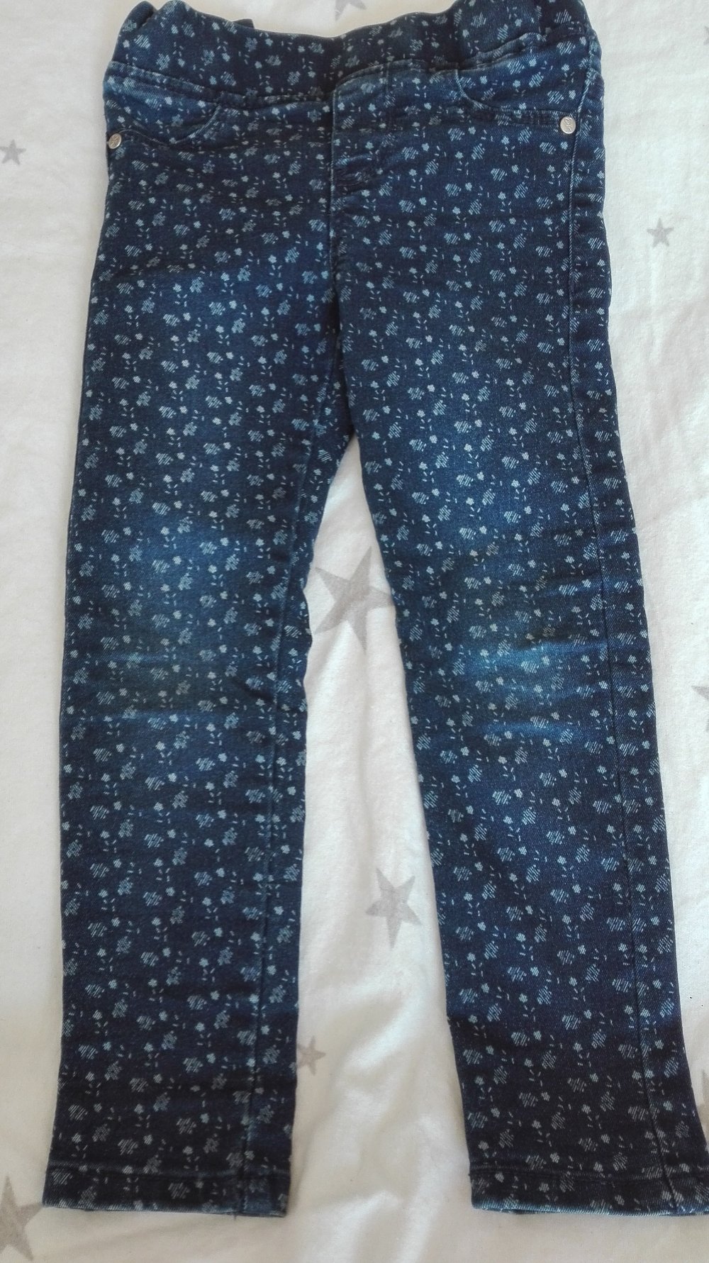Okaidi - dunkelblaue Treggins mit Blumenmuster Gr. 98