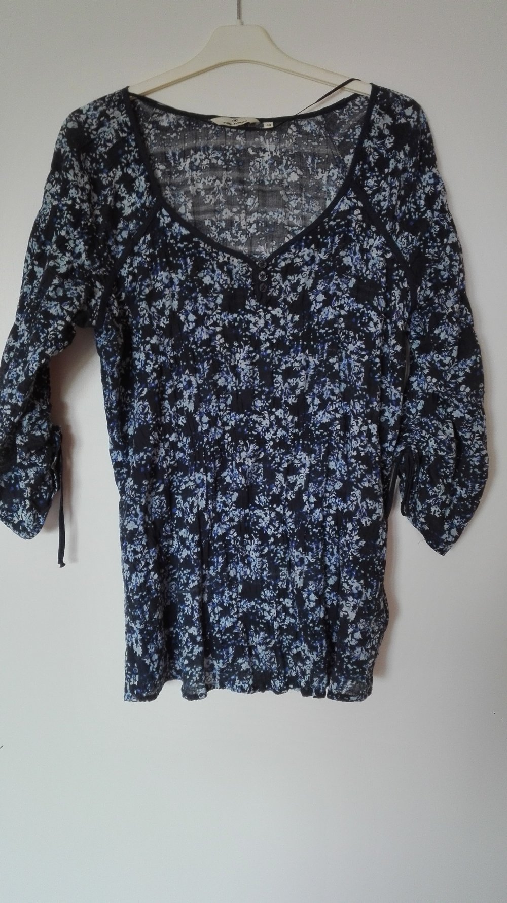 Tom Tailor: Schöne dunkelblau-schwarze Tunika mit Blumenprint Gr. 40