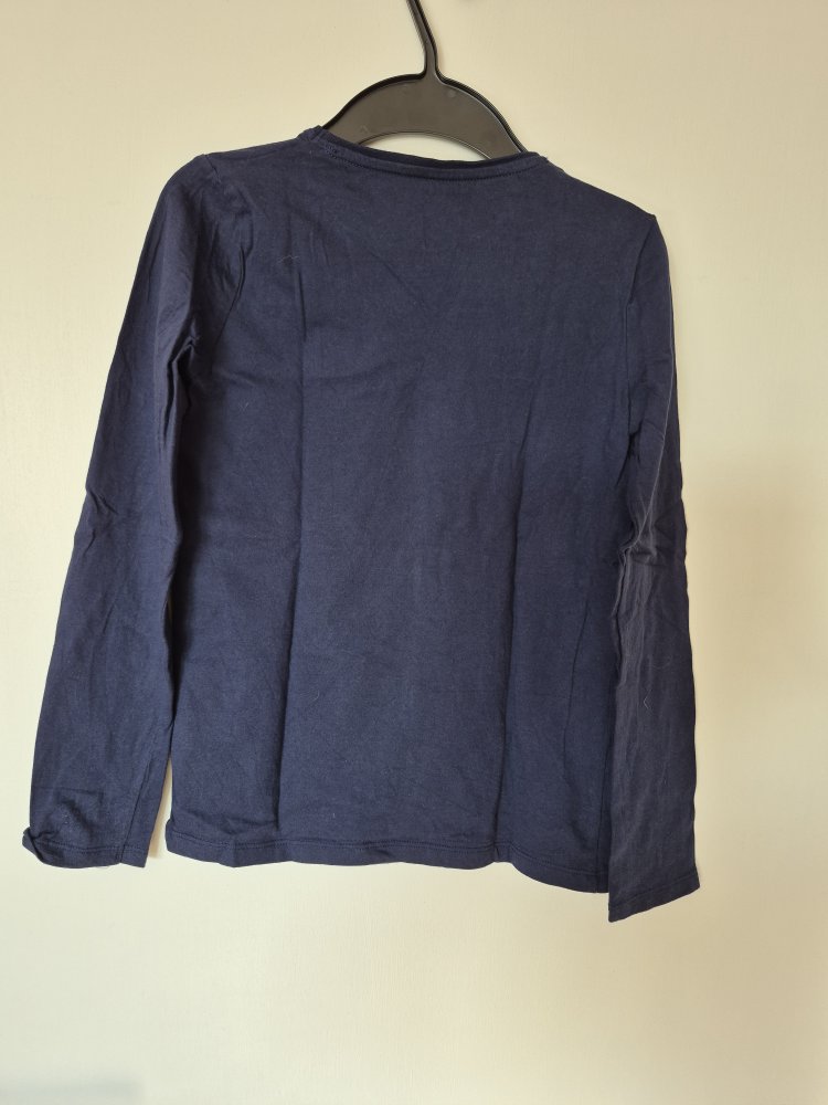 F&F: marineblaues Langarmshirt mit Glitzeraufschrift Gr. 146