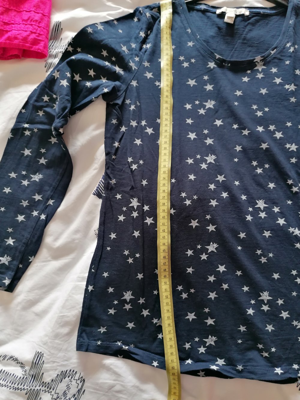 Tom Tailor Denim: dunkelblaues Longsleeve mit Sternen Gr. M